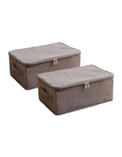 SOGA 2X Coffee Small Double Zipper Storage Boxes