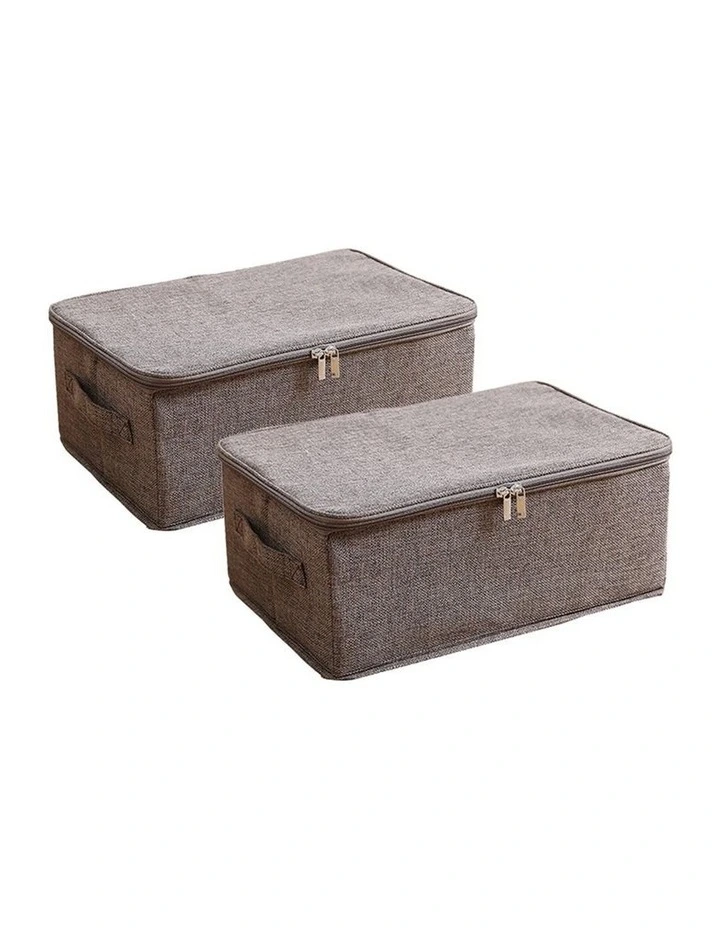 SOGA 2X Coffee Small Double Zipper Storage Boxes image 1