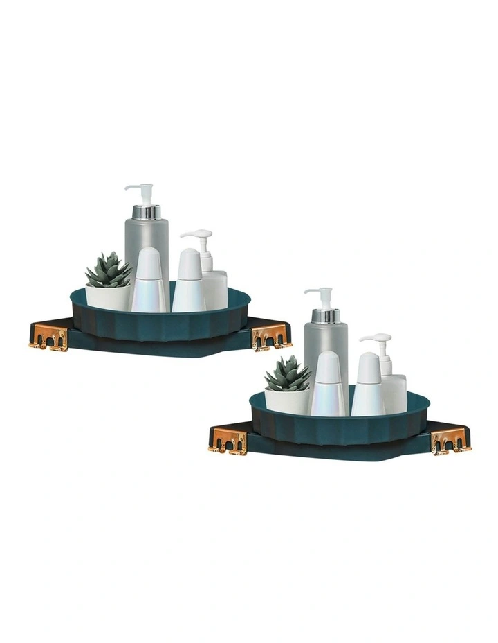 SOGA 2X Green Rotating Bathroom Corner Shelf Wall Mounted Storage Rack image 1