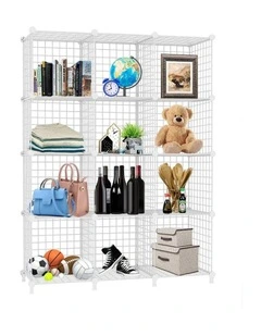 SOGA 12 Cube Storage Organiser White Modular Wire