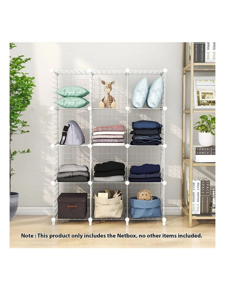 SOGA 12 Cube Storage Organiser White Modular Wire image 2