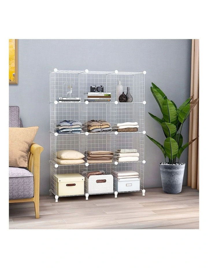 SOGA 12 Cube Storage Organiser White Modular Wire image 3