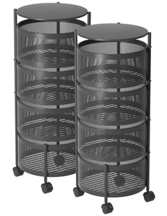 SOGA 2 Pack 4-Tier Round Rotating Storage Racks with Wheels