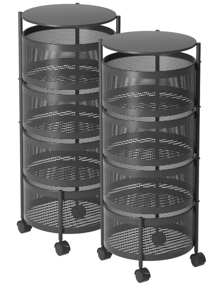 SOGA 2 Pack 4-Tier Round Rotating Storage Racks with Wheels image 1