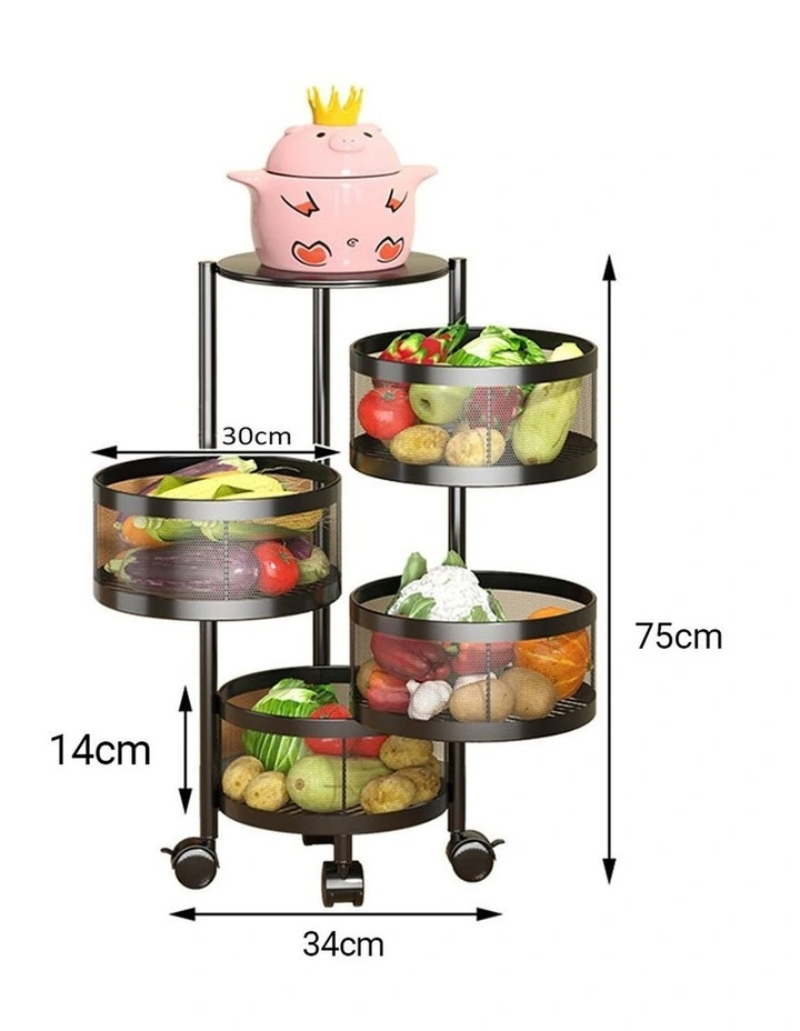 SOGA 2 Pack 4-Tier Round Rotating Storage Racks with Wheels image 2
