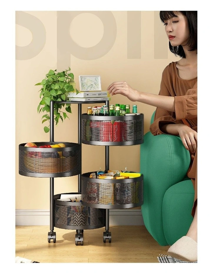 SOGA 2 Pack 4-Tier Round Rotating Storage Racks with Wheels image 3