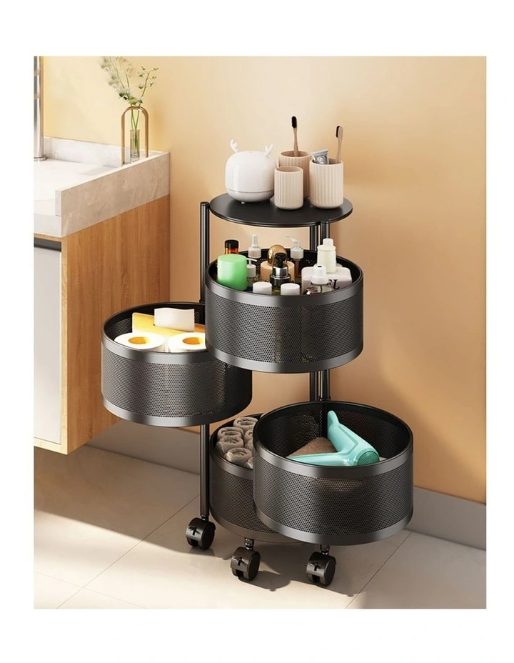 SOGA 2 Pack 4-Tier Round Rotating Storage Racks with Wheels image 4