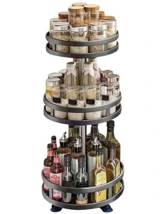 SOGA 3-Tier Round Rotating Spice Rack - Black