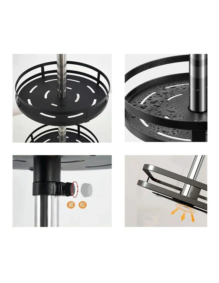 SOGA 3-Tier Round Rotating Spice Rack - Black image 3