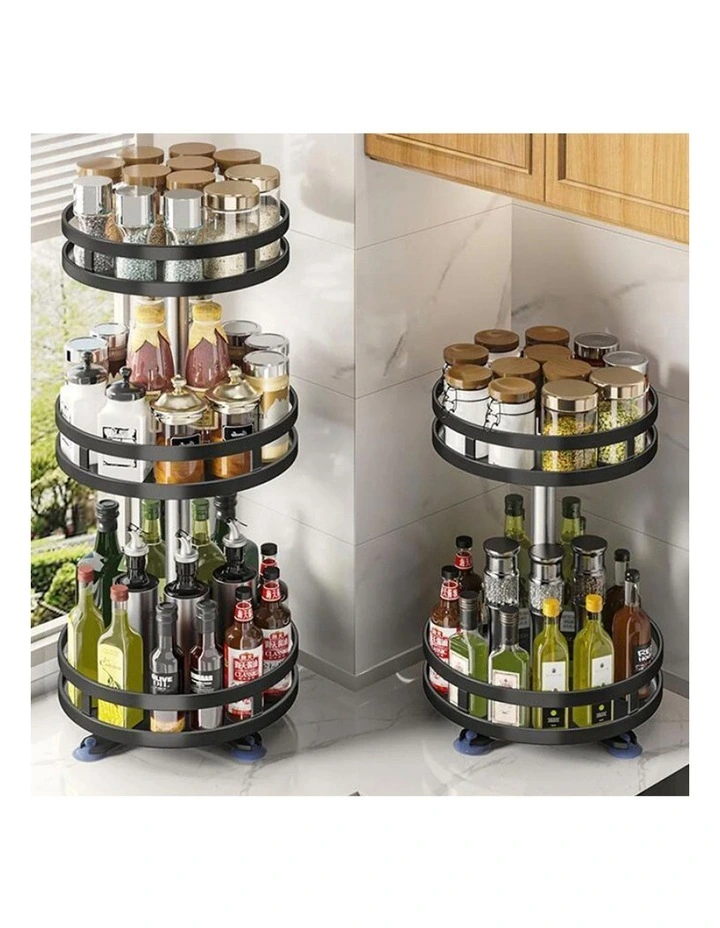 SOGA 3-Tier Round Rotating Spice Rack - Black image 5