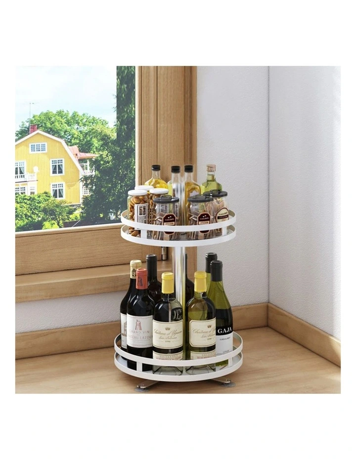 SOGA 2 Pack 2-Tier Round Rotating Spice Racks - White image 2