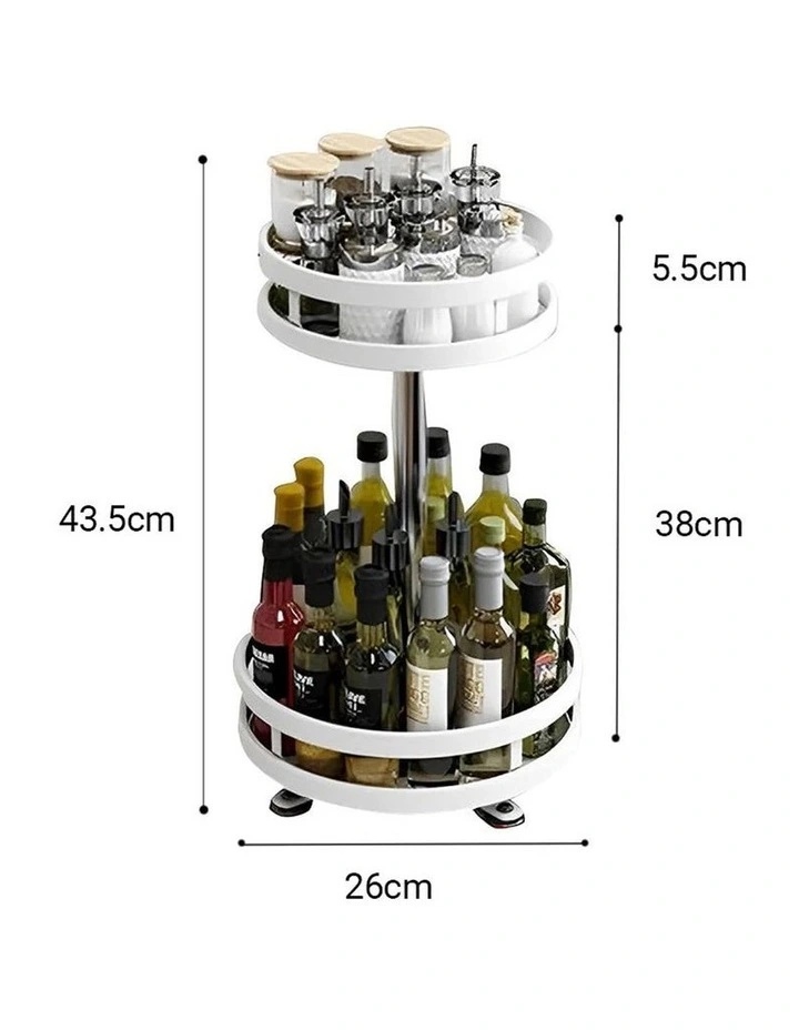 SOGA 2 Pack 2-Tier Round Rotating Spice Racks - White image 5
