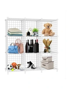 SOGA 9 Cube Storage Organiser White Modular Wire
