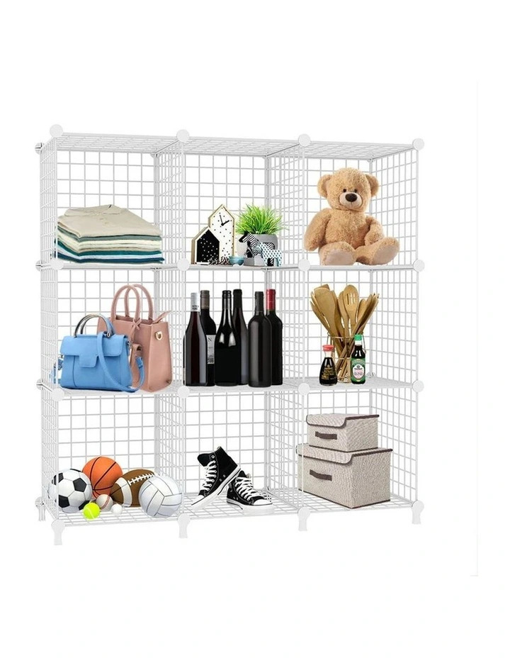 SOGA 9 Cube Storage Organiser White Modular Wire image 1