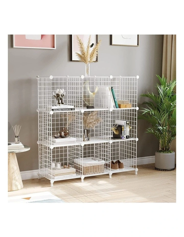 SOGA 9 Cube Storage Organiser White Modular Wire image 3