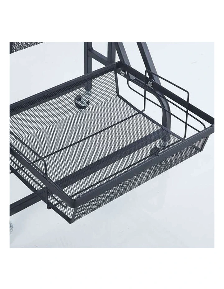 SOGA 2 Pack 3-Tier Adjustable Utility Carts with Wheels - Black image 5