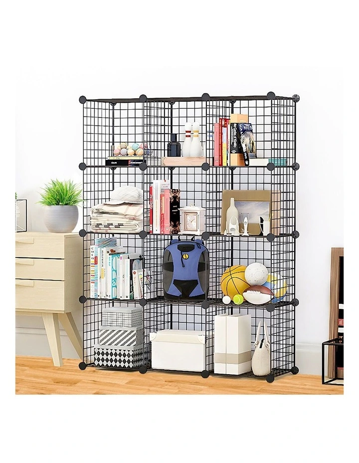 SOGA 2 Pack 12 Cube Storage Organisers Black Modular Wire image 2