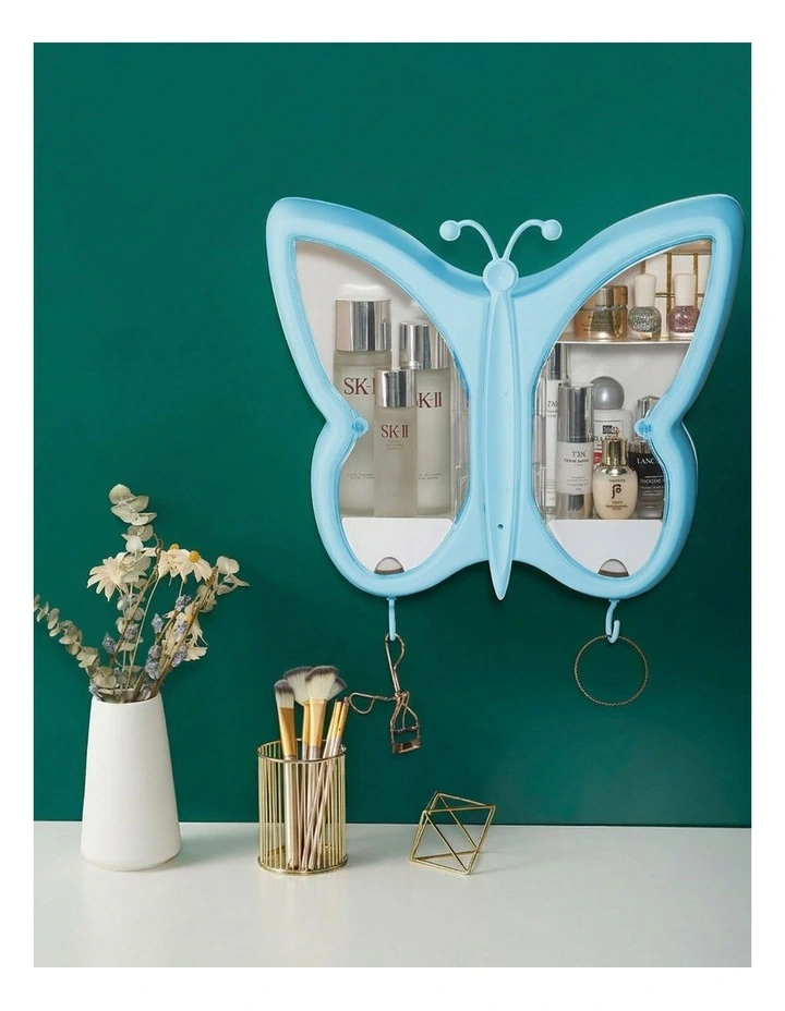 SOGA 2X Blue Butterfly Wall Makeup Organiser Storage Box image 4