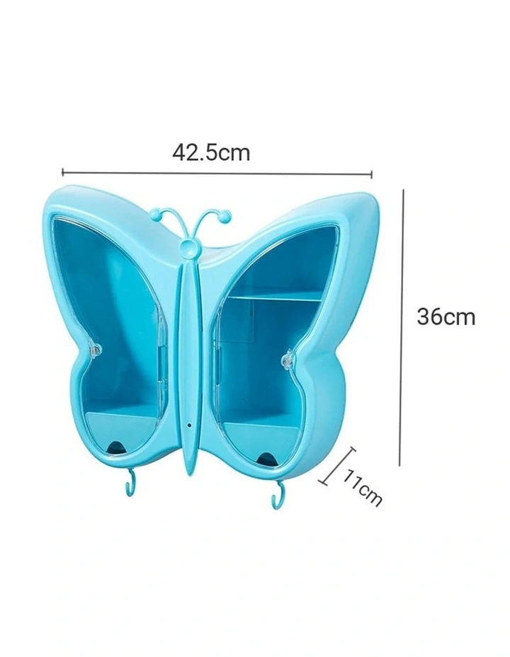 SOGA 2X Blue Butterfly Wall Makeup Organiser Storage Box image 5