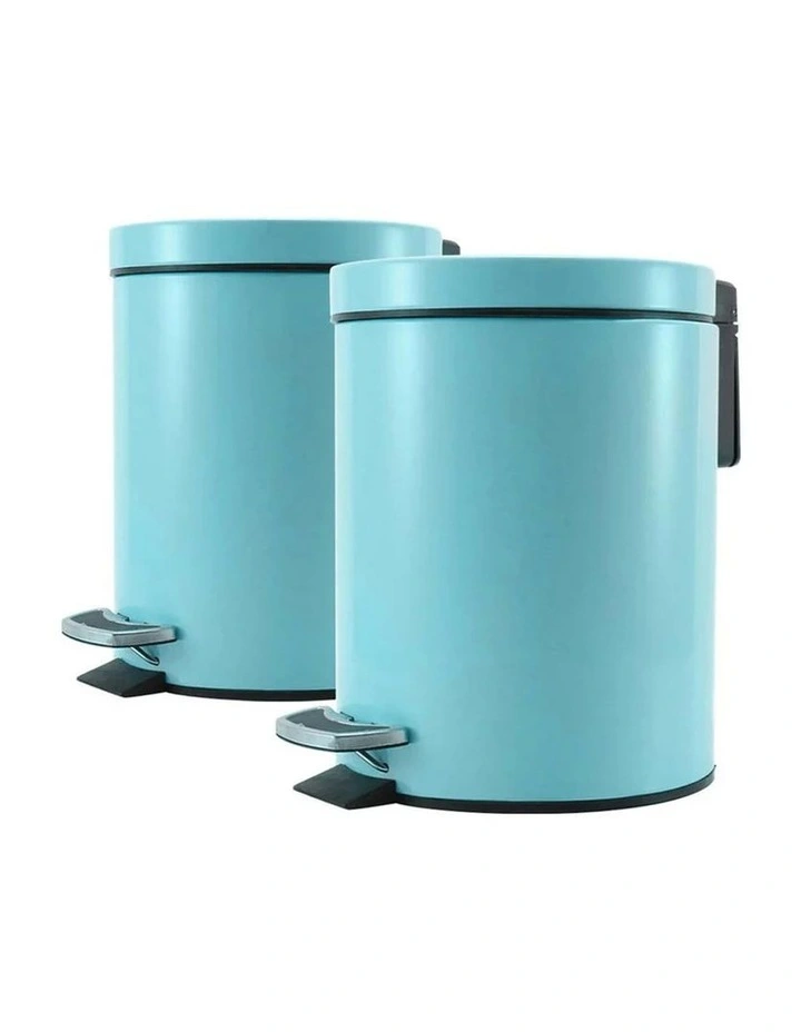 SOGA 2X 7L Blue Round Stainless Steel Pedal Bins image 1