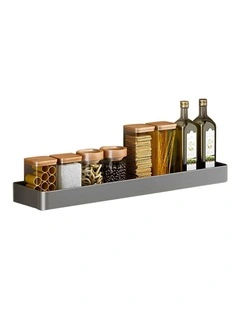 SOGA 42cm Black Wall-Mounted Kitchen Spice Rack Storage Shelf for Condiments