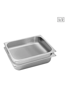 SOGA 2 Pack Gastronorm GN Pan 1/2 Stainless Steel Tray 6.5cm Deep
