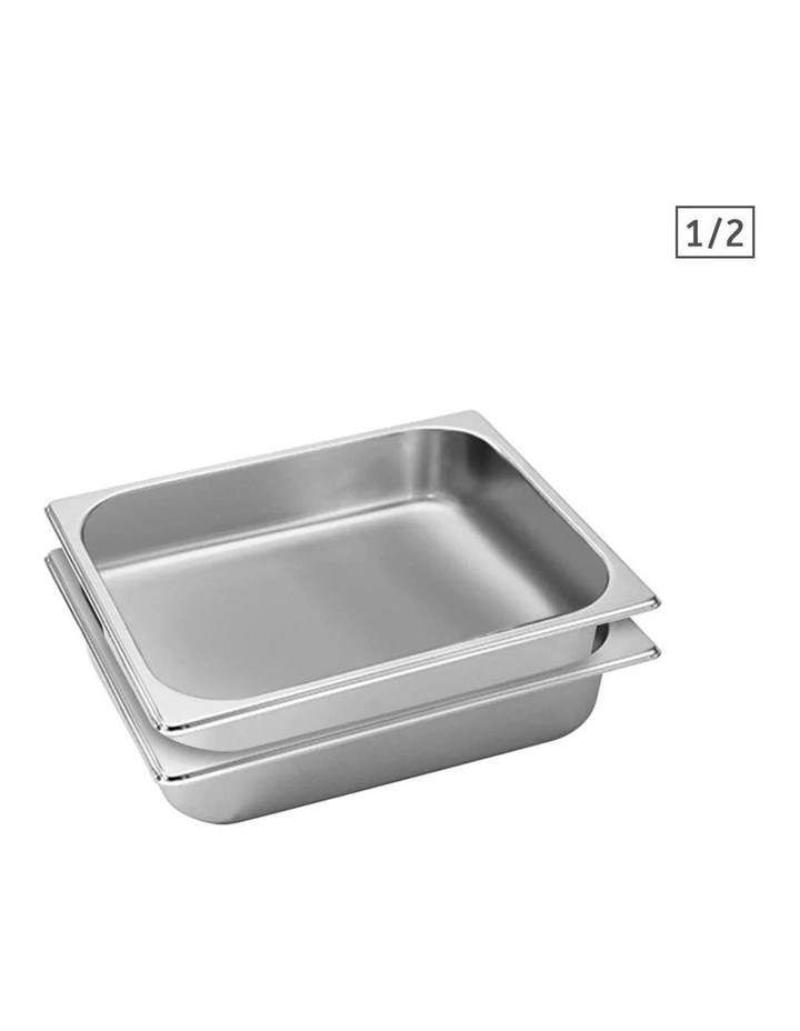 SOGA 2 Pack Gastronorm GN Pan 1/2 Stainless Steel Tray 6.5cm Deep image 1