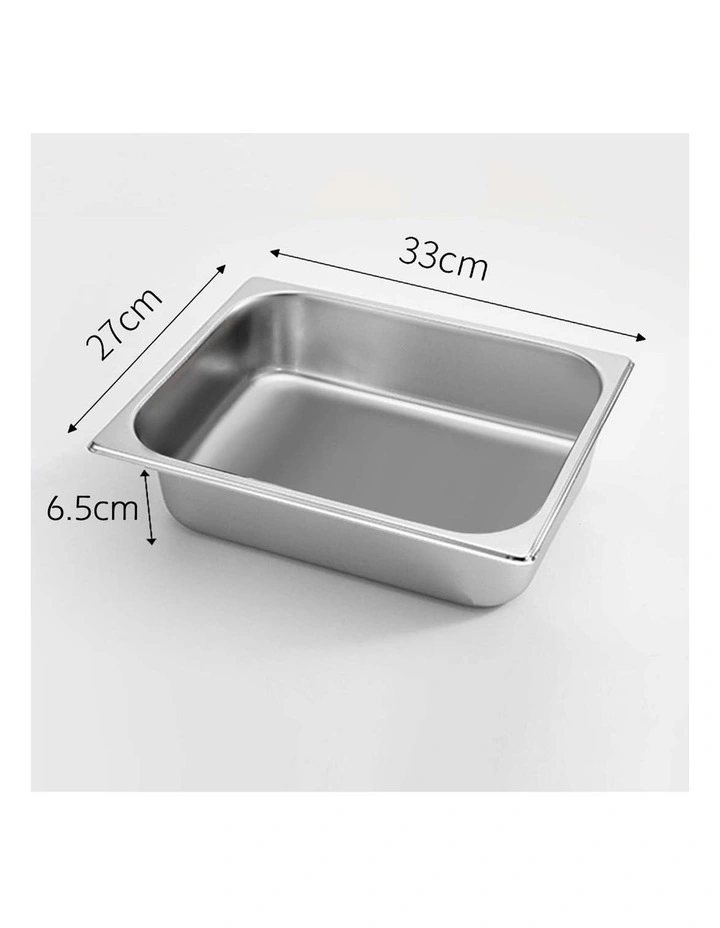 SOGA 2 Pack Gastronorm GN Pan 1/2 Stainless Steel Tray 6.5cm Deep image 2