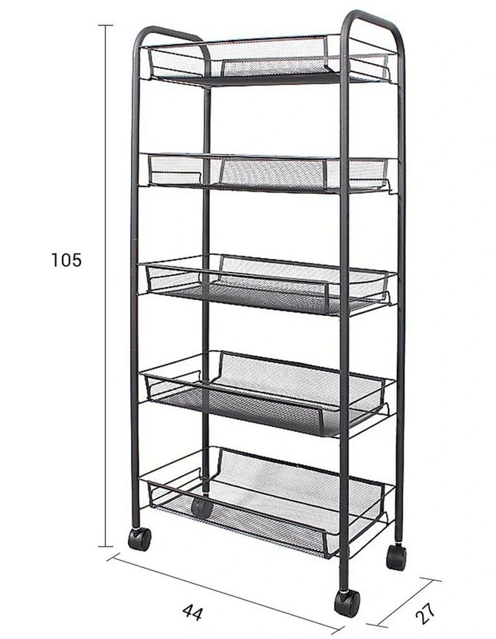 SOGA 2 Pack 5-Tier Bee Mesh Storage Racks with Wheels - Black image 2