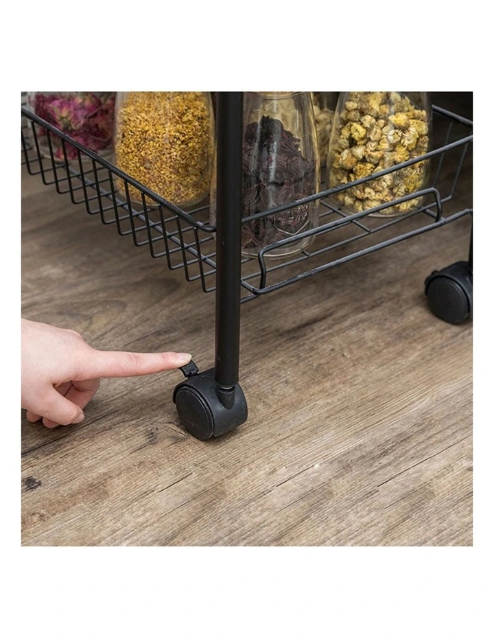 SOGA 2 Pack 5-Tier Bee Mesh Storage Racks with Wheels - Black image 5
