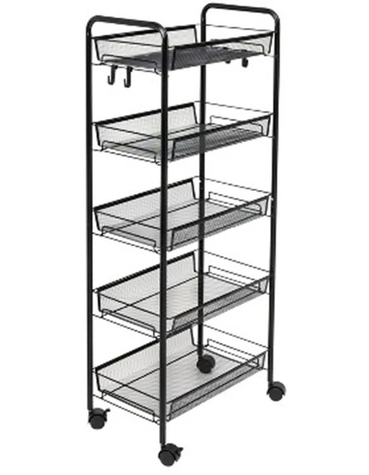 SOGA 2 Pack 5-Tier Bee Mesh Storage Racks with Wheels - Black image 6