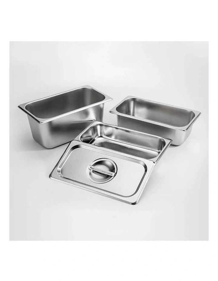 SOGA 2 Pack Gastronorm GN Pan 1/3 Stainless Steel Tray 20cm Deep image 5