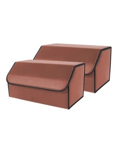 SOGA 4X Large Foldable Leather Car Boot Trunk Cargo Organizer Storage Box Coffee