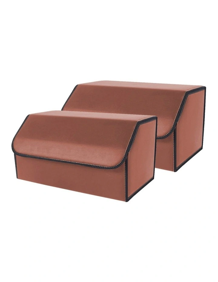 SOGA 4X Large Foldable Leather Car Boot Trunk Cargo Organizer Storage Box Coffee image 1