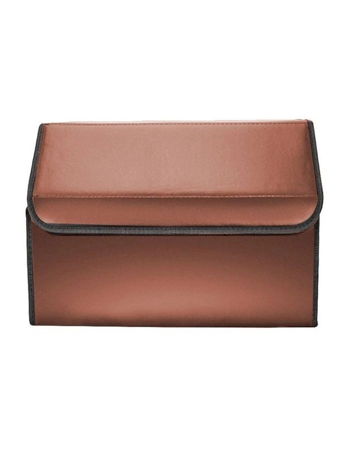 SOGA 4X Large Foldable Leather Car Boot Trunk Cargo Organizer Storage Box Coffee image 4