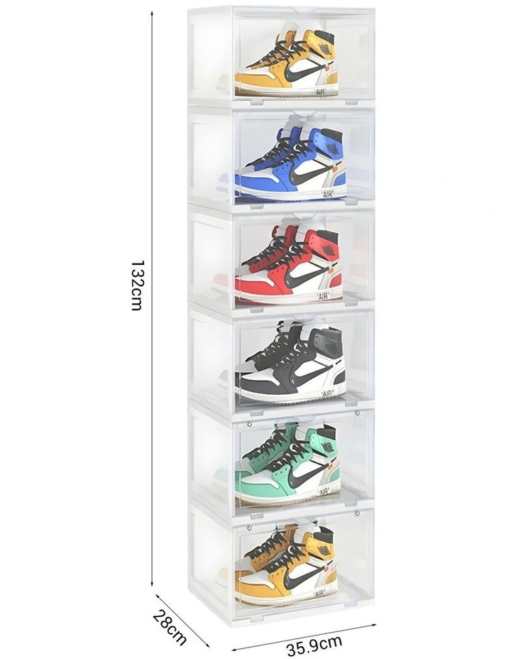 SOGA 2X 6 Tier Transparent Stackable Shoe Storage Box with Magnetic Door image 7