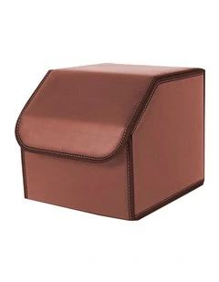 SOGA 2X Medium Foldable Leather Car Boot Trunk Cargo Organizer Storage Box Coffee