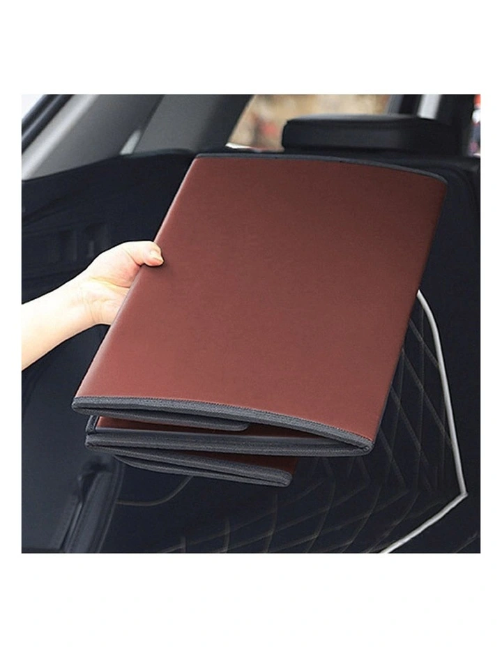 SOGA 2X Medium Foldable Leather Car Boot Trunk Cargo Organizer Storage Box Coffee image 7