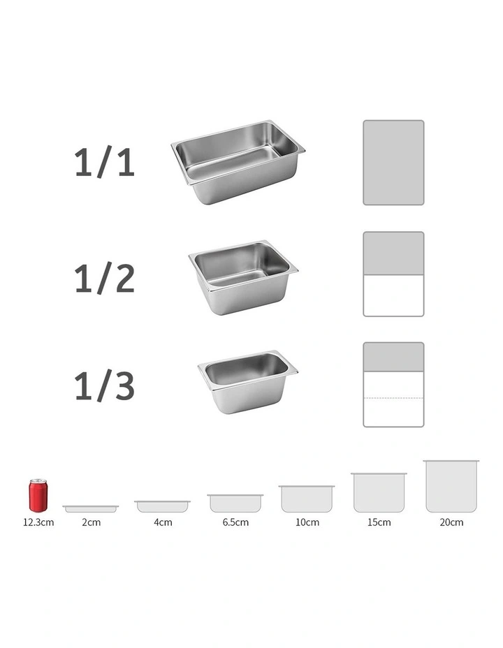 SOGA Gastronorm GN Pan 1/2 Stainless Steel Tray 15cm Deep image 3