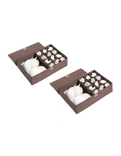 SOGA 2X Coffee Flip Top Underwear Storage Boxes