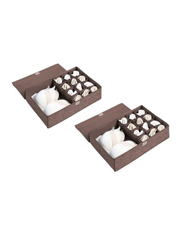 SOGA 2X Coffee Flip Top Underwear Storage Boxes image 1