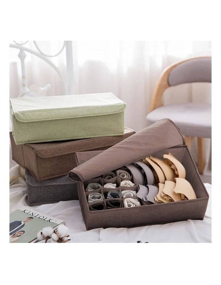 SOGA 2X Coffee Flip Top Underwear Storage Boxes image 3