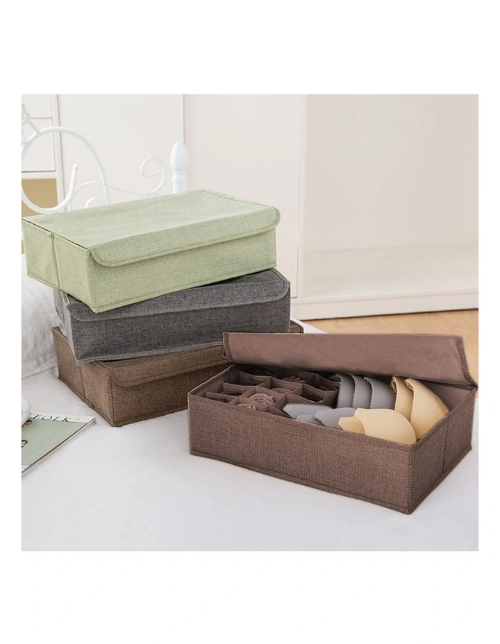 SOGA 2X Coffee Flip Top Underwear Storage Boxes image 4