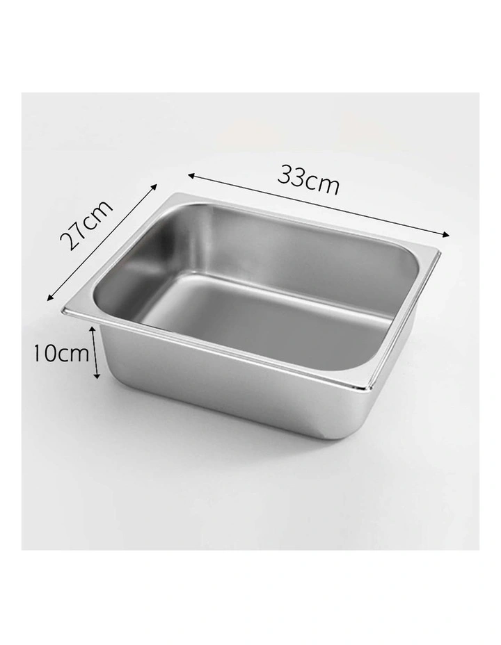 SOGA 2 Pack Gastronorm GN Pan 1/2 Stainless Steel Tray 10cm Deep image 2