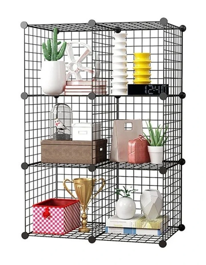 SOGA 6 Cube Storage Organiser Black Modular Wire image 1