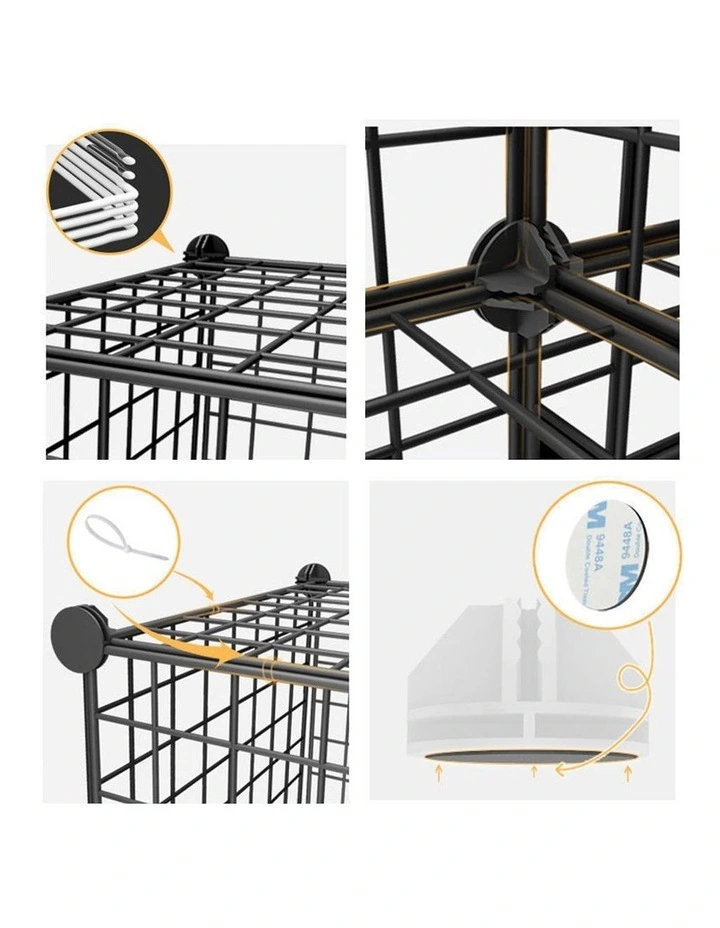 SOGA 6 Cube Storage Organiser Black Modular Wire image 6