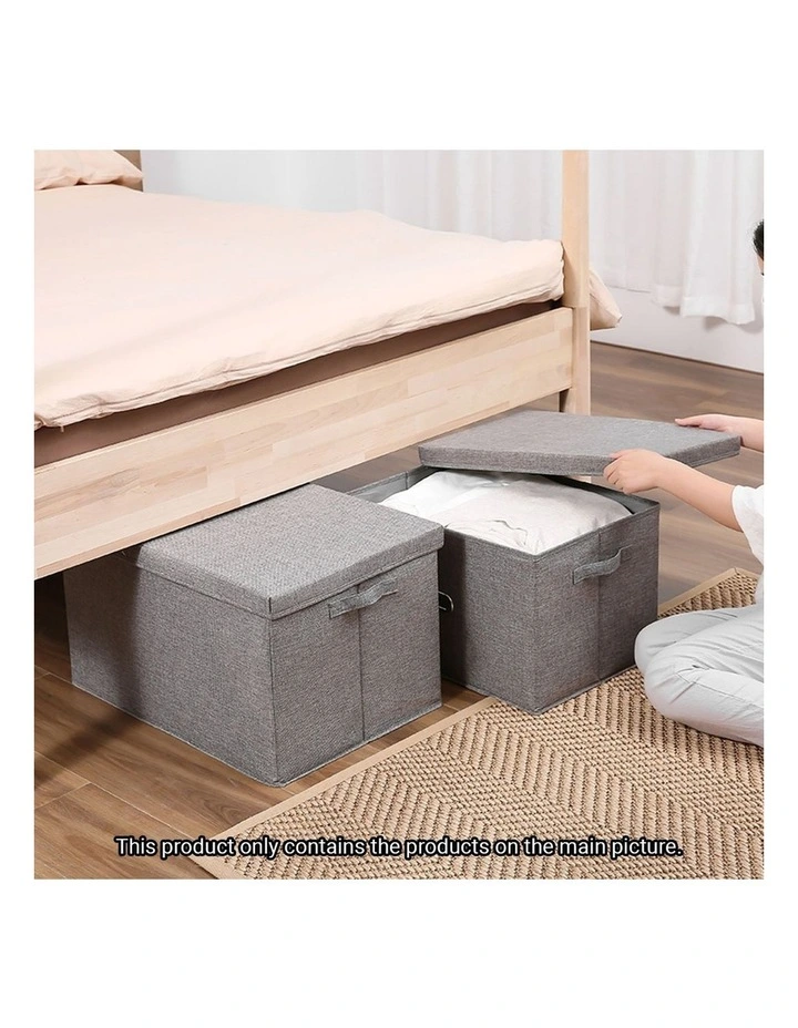 SOGA 2X Grey Medium Foldable Canvas Storage Boxes image 6