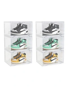 SOGA 2X 3 Tier Transparent Stackable Shoe Storage Box with Magnetic Door