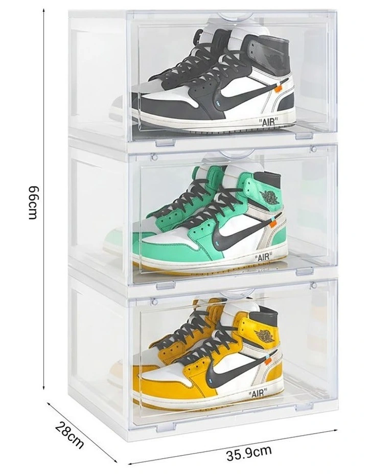 SOGA 2X 3 Tier Transparent Stackable Shoe Storage Box with Magnetic Door image 7