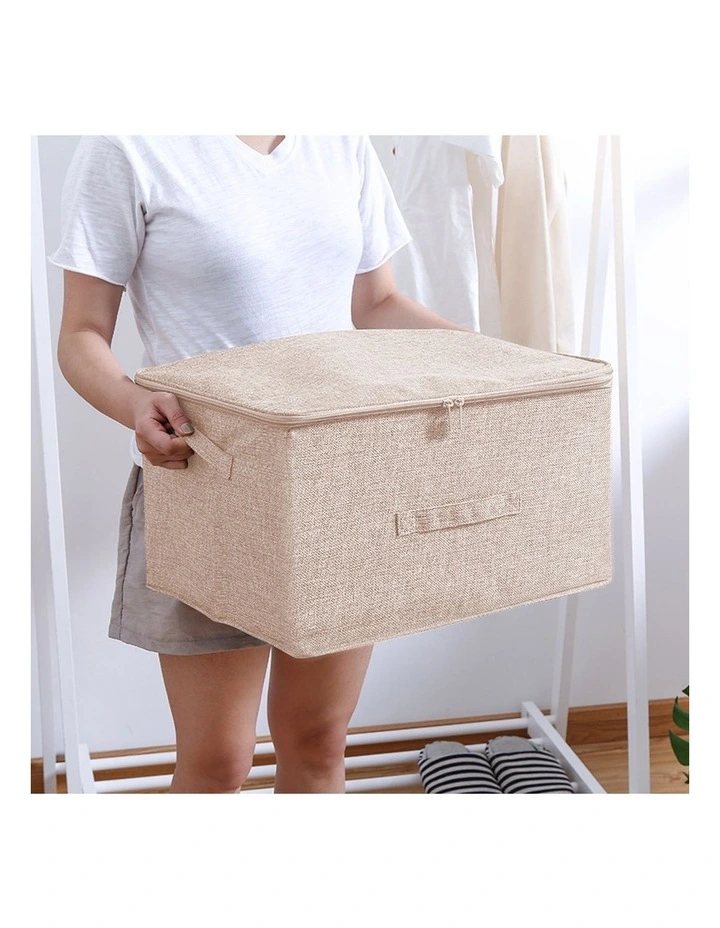 SOGA 2X Beige Large Double Zipper Storage Boxes image 2